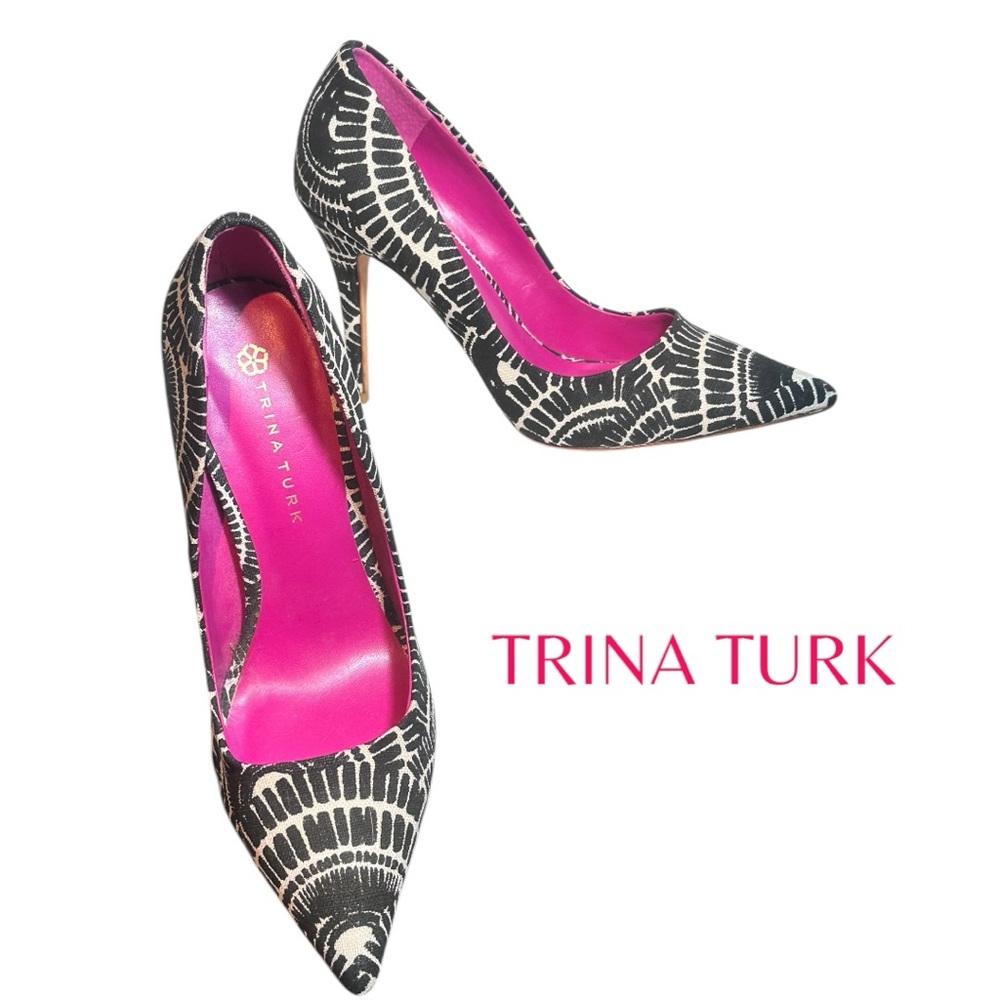 Trina Turk Samba De Roda Black & White Canvas Pumps (Sz 7) (EUC)